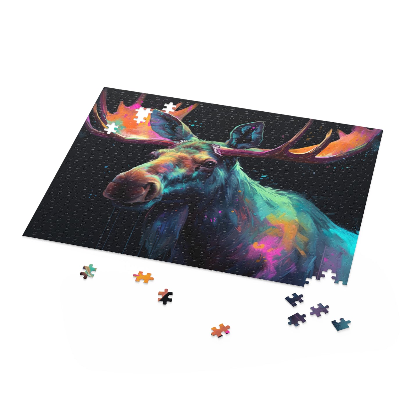 "Vibrant watercolor Majestic Moose Jigsaw Puzzle - perfect nature-themed challenge"