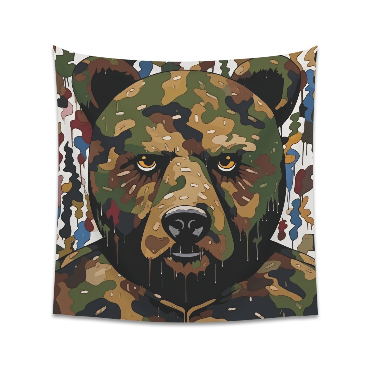 "Vibrant Bape x Murakami Camo Tapestry: Urban Art Fusion for Your Walls"