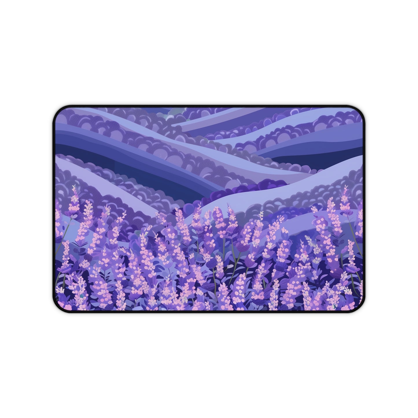 "Lavender Fields Desk Mat - Serene lavender floret pattern for a peaceful workspace"