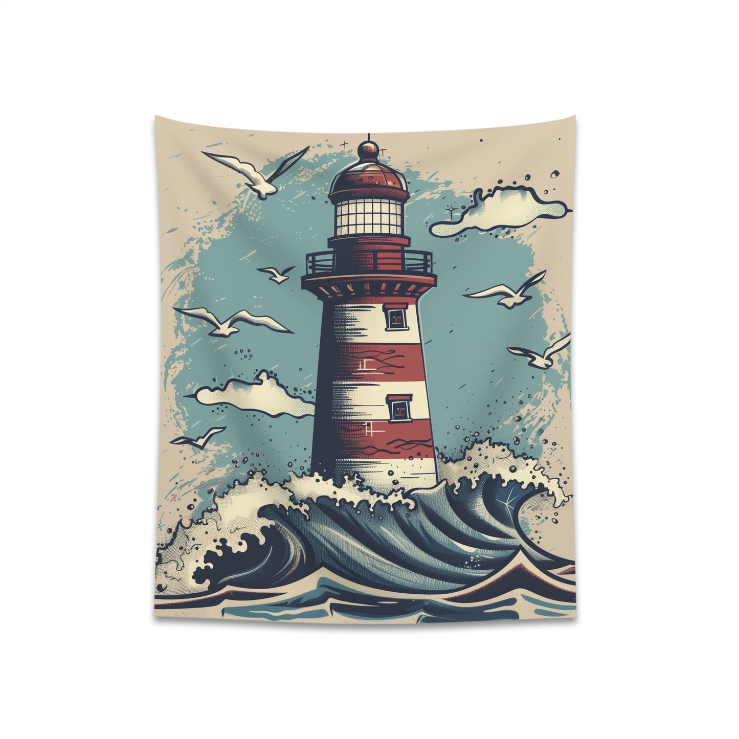 "Ocean's Embrace: Lighthouse Tapestry - Coastal Paradise Decor - High Quality - Great Gift - 34x40 or 57x57 Inches"