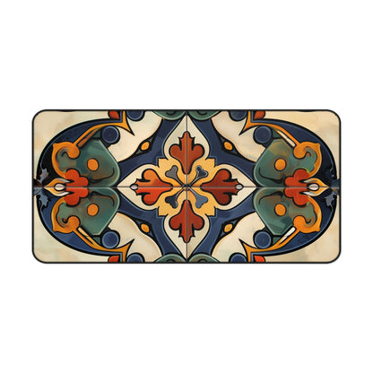 "Artisan Tiles Desk Mat - Enhance your workspace with traditional tile-inspired design and protection for your desk"