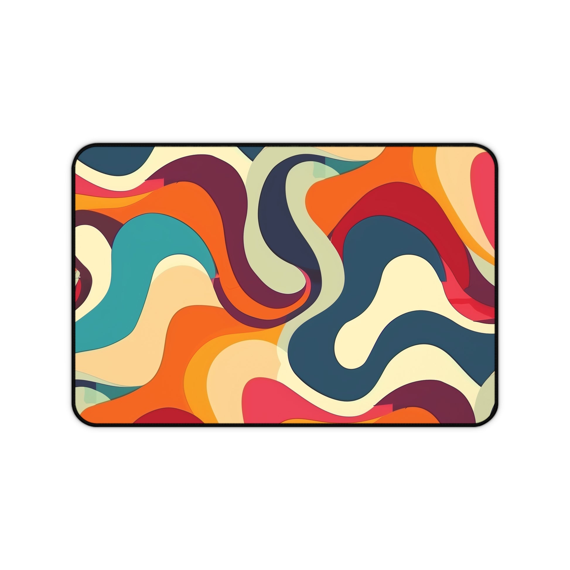 "Vibrant Retro Waves Desk Mat - Add Style and Protection to Your Workspace"