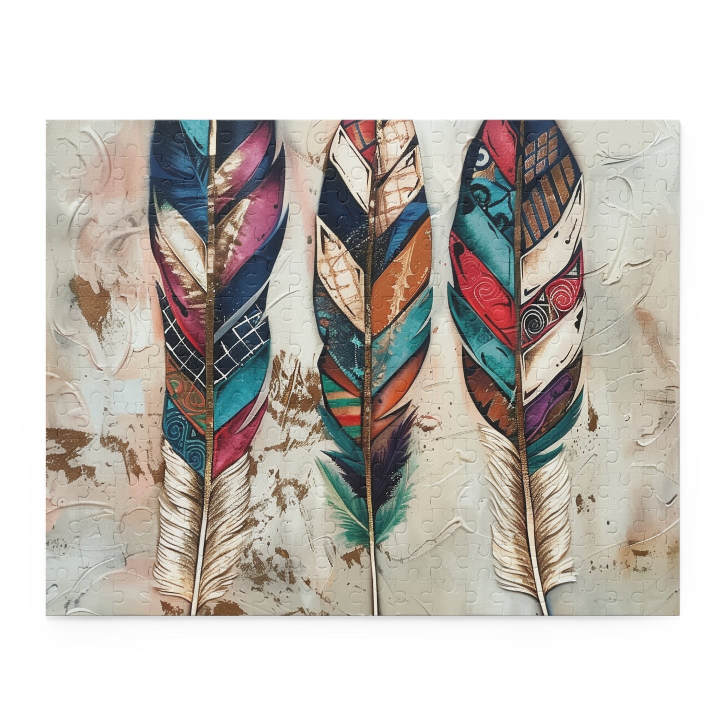 Colorful Bohemian Feather Jigsaw Puzzle - Relaxing and Mindful Design