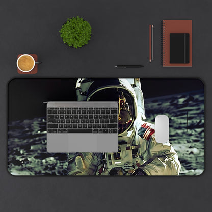 "Spaceman Adventure Desk Mat: Elevate your workspace with a spaceman floating among stars, sparking creativity in daily tasks."