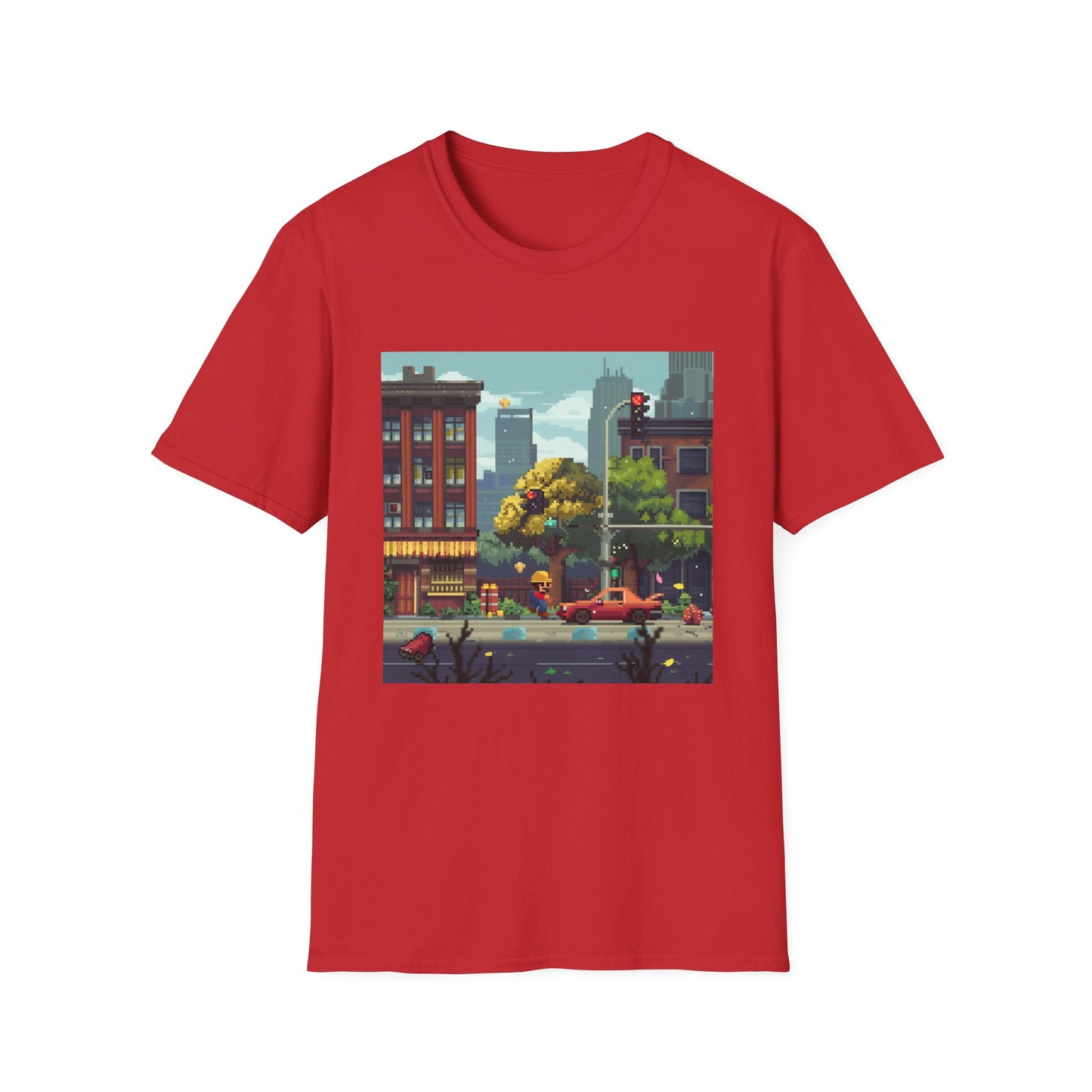 Alt text: "8-Bit Blast: Classic Arcade Throwback T-Shirt featuring iconic pixelated graphics and bold colors, capturing the nostalgic energy of classic arcade gaming"