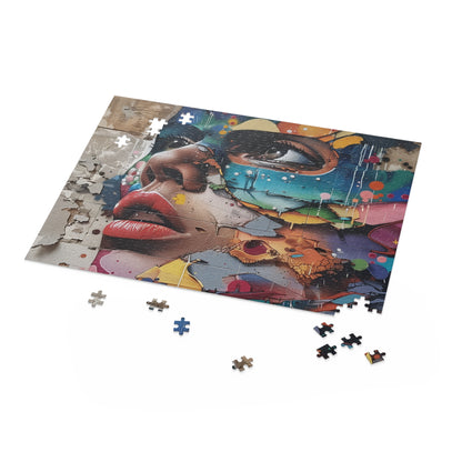 Vibrant graffiti jigsaw puzzle with bold colors and intricate designs for creative fun