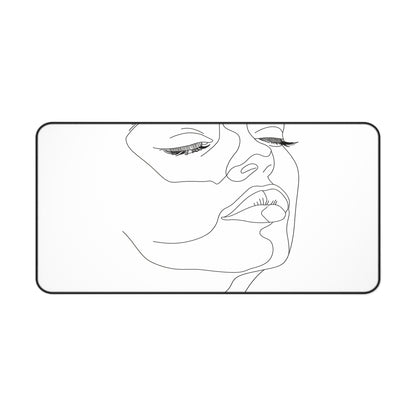 "Stylish Minimalist Face Desk Mat - Add modern touch to workspace with sleek line art design"