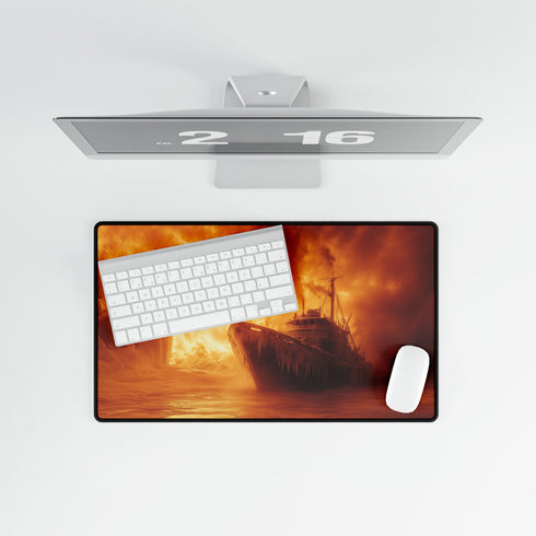 Frozen Ship Adrift in Firestorm — XL & XXL Desk Mat — Product Detail View 8