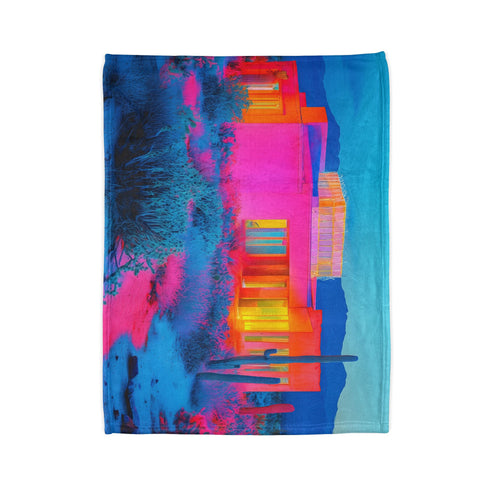 Desert Mirage Hiding Neon Palace Plush Fleece Throw Blanket