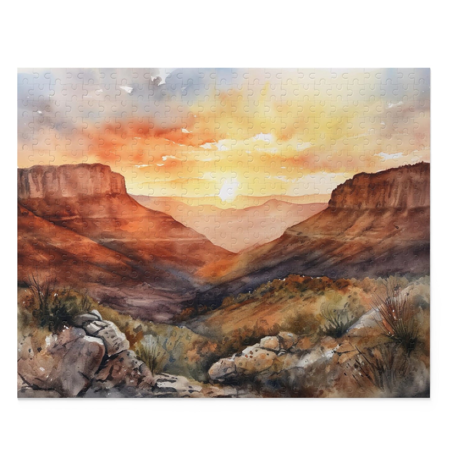 "Desert Mountain Puzzle Challenge - Tranquil landscape jigsaw puzzle for relaxation"