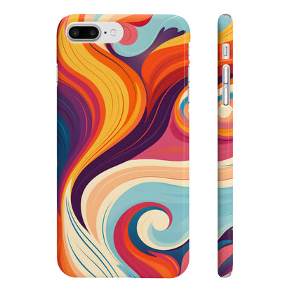 Alt text: "70s Soul: Groovy Pattern Phone Case in marine color palette, funky retro design perfect for vintage style, high-quality material, versatile and stylish, ideal for all seasons, makes a great gift. Shop now at BenCPrints."