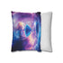 Floating Hourglass in Cosmic Nebula (Edition II) — 40×40 Cushion Cover — Sofa & Living Room Lifestyle View