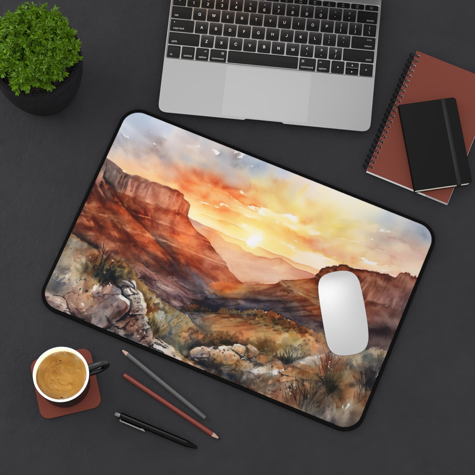 "Desert Mountains Desk Mat - Bring nature's beauty to your workspace with scenic landscape image of serene desert mountains"