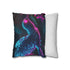 Cybernetic Hummingbird Near Neon Flowers — 40×40 Cushion Cover — Sofa & Living Room Lifestyle View