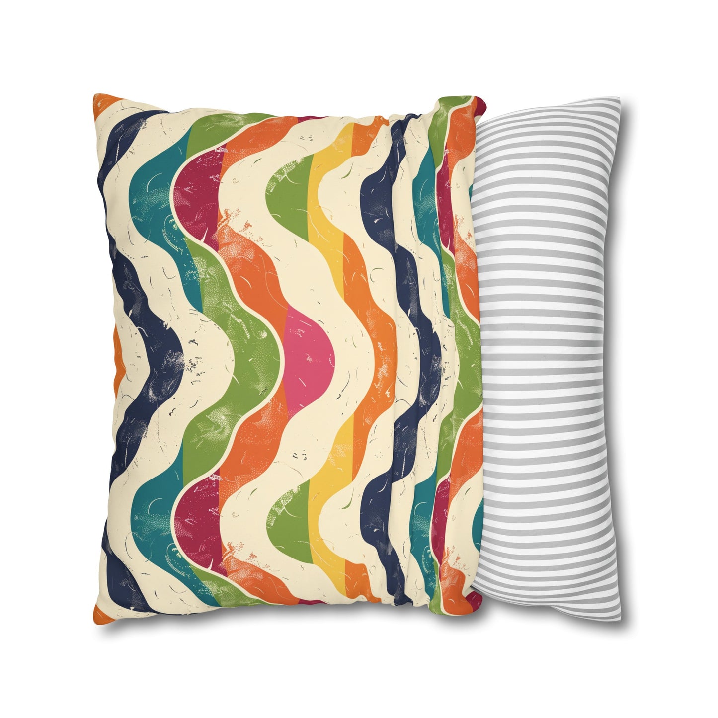 "Vibrant Retro Waves Pillow Case - Add a pop of retro flair to your bedroom with seamless bold pattern"