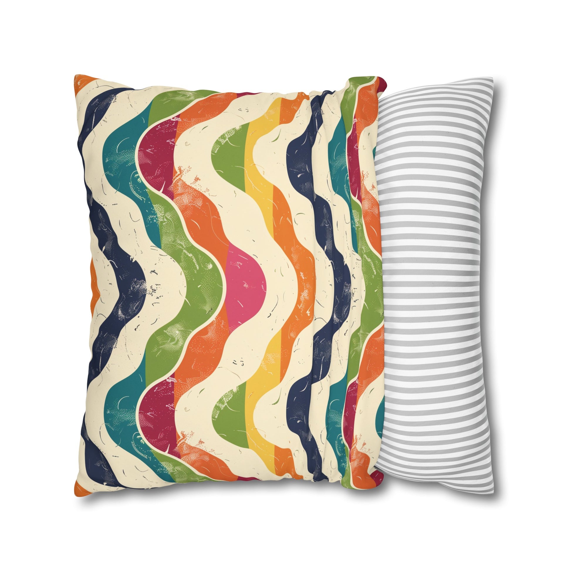 "Vibrant Retro Waves Pillow Case - Add a pop of retro flair to your bedroom with seamless bold pattern"