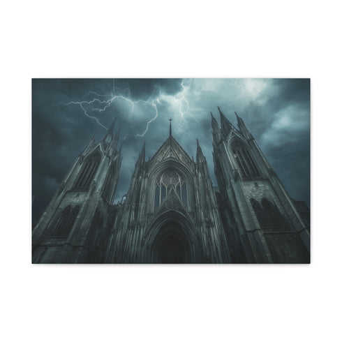 Gothic Cathedral in a Thunderstorm — Canvas Wall Art — Front Gallery-Wrapped Canvas View