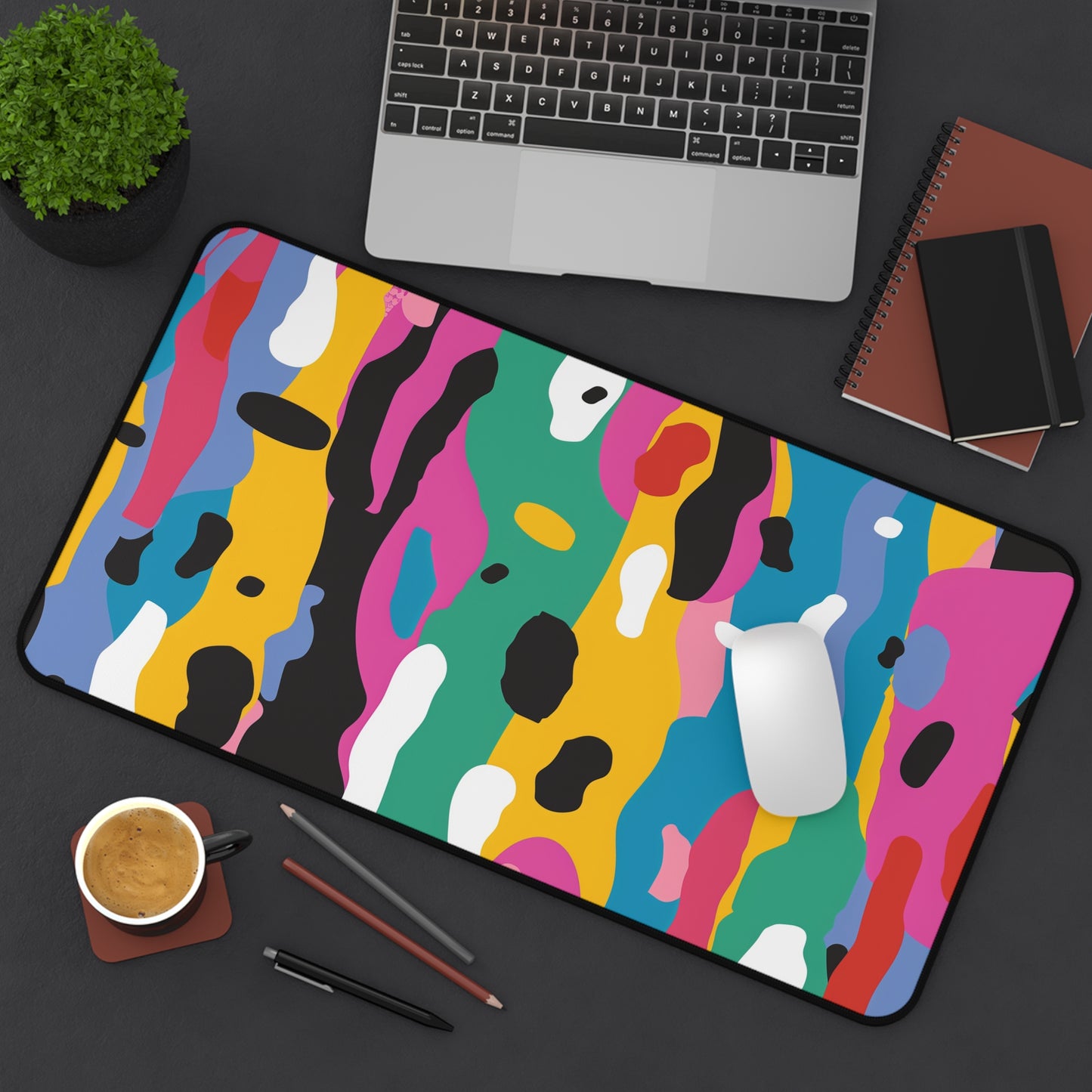 "Modern Abstract Bright Desk Mat - Stylish and vibrant office decor accessory with bold colors"