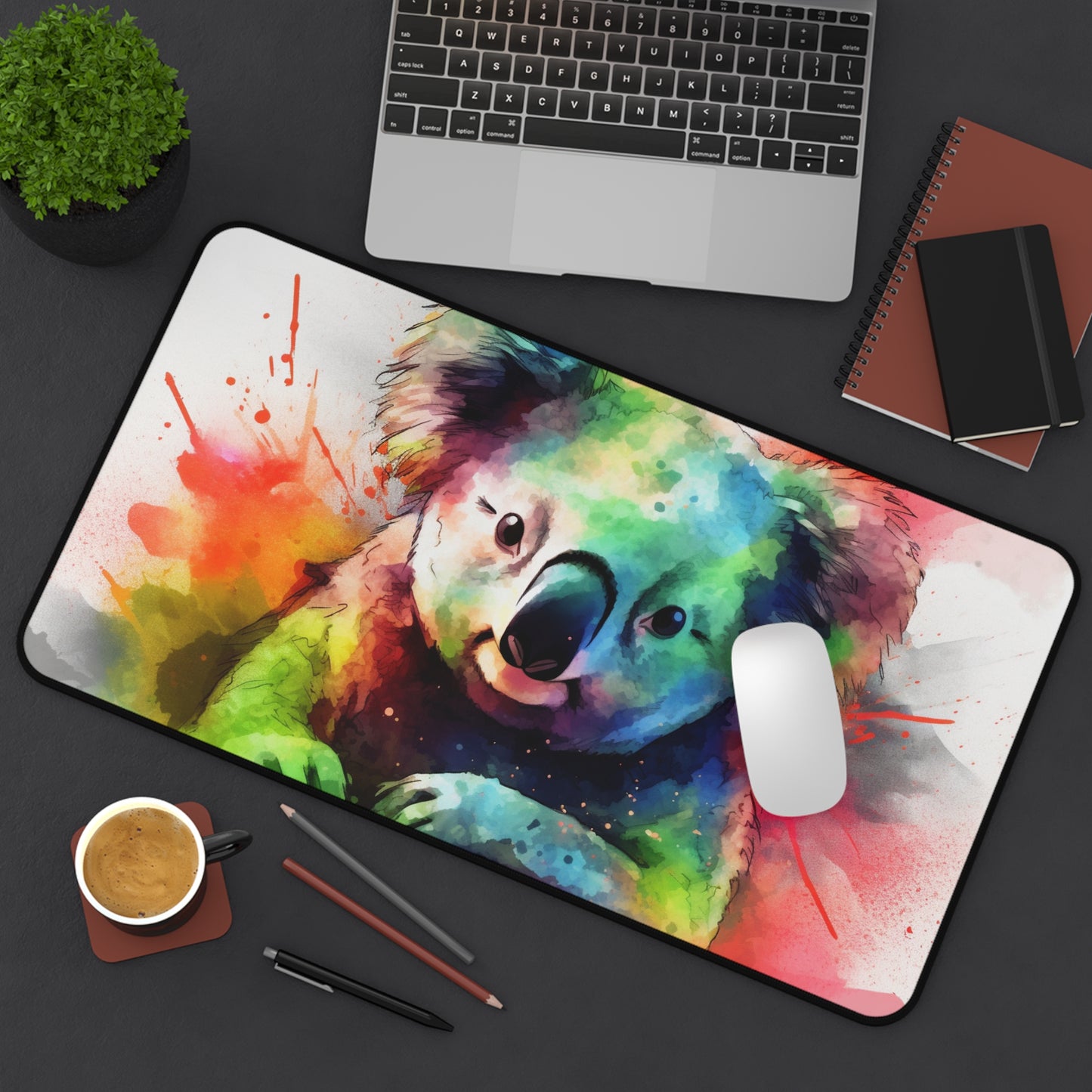 "Whimsical Koala Watercolor Desk Mat - Protects desk from scratches with adorable design"