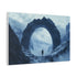 Portal Mirror Above Skyscrapers — Canvas Wall Art — Side Profile & Stretched Corner Detail