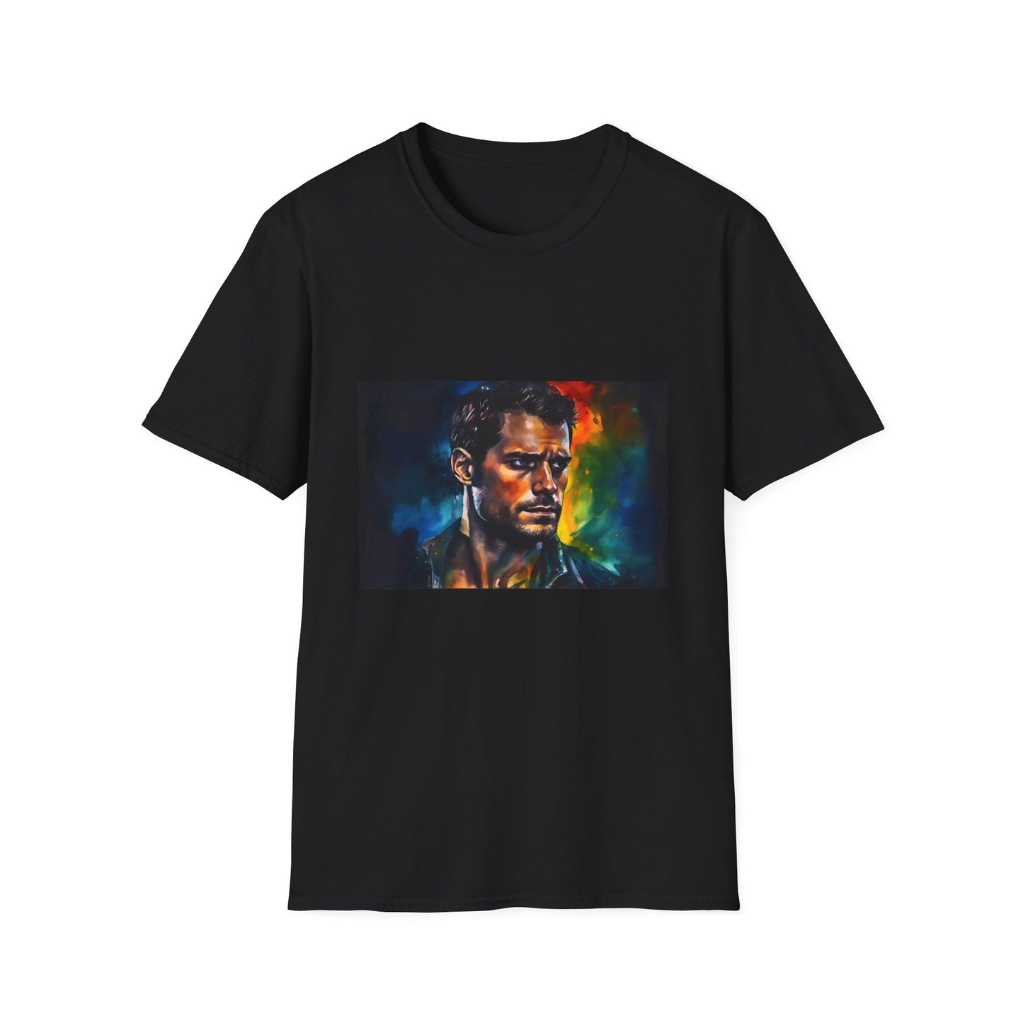 Heroic Spirit in Neon Radiance | T-Shirt | Henry Cavill artwork, Illustration art, Man of Steel, Neon colors, Superman actor, Watercolor portrait | Prints with Passion