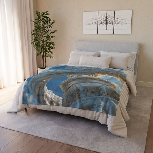 Sky Temple Rotating in Zero Gravity Plush Fleece Throw Blanket