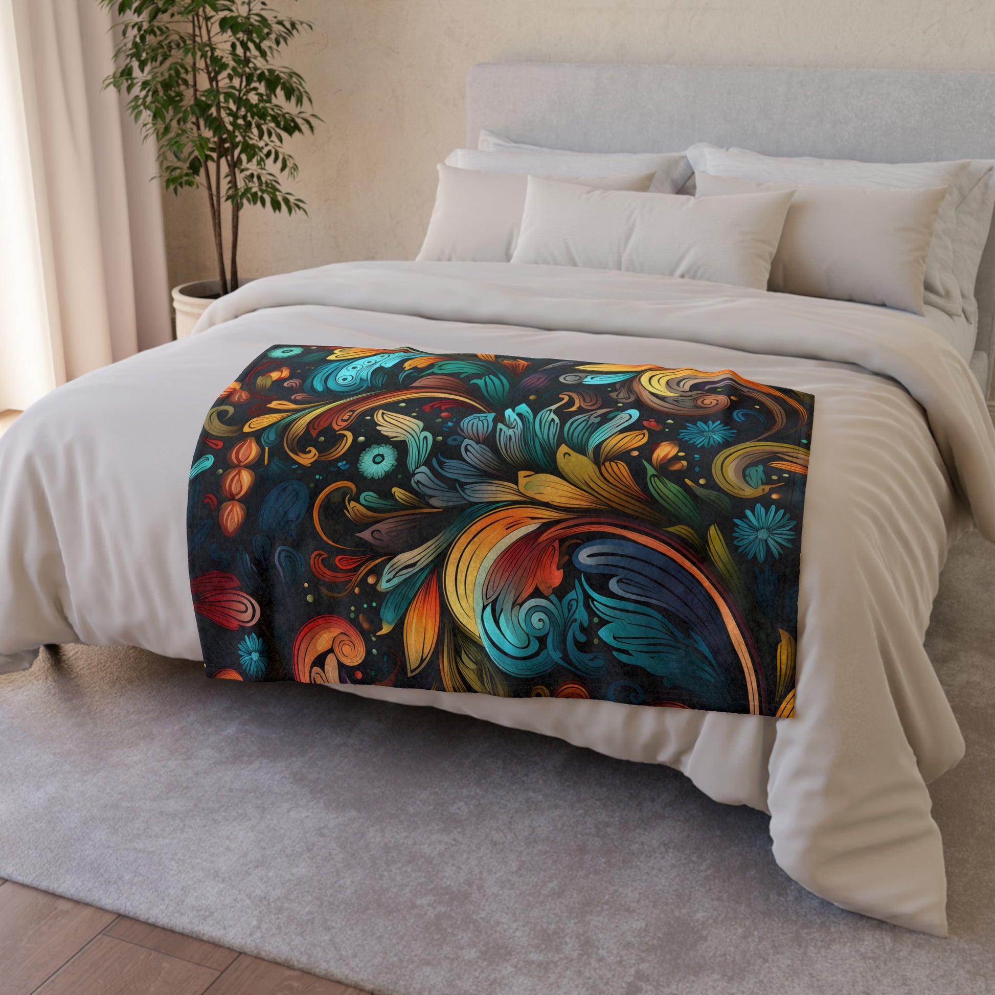 this blanket is perfect for cozying up on the couch or adding a touch of artistic flair to your bedding.
Immerse yourself in the mesmerizing beauty of our Tessellation Tranquility Blanket. Its intricate