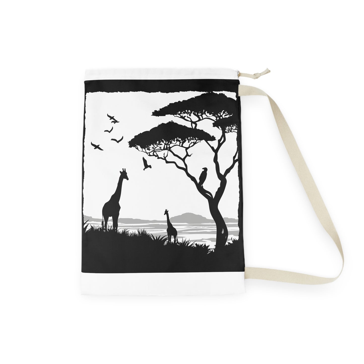 Eco-friendly Wildlife Silhouette Laundry Bag for Stylish Laundry Transport