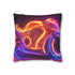 Retro Motorcycle with Neon Trail (Edition II) — 40×40 Cushion Cover — Front 40×40 cm Square Cushion View
