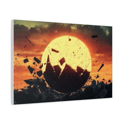 Rising Sun Behind a Shattered Planet — Canvas Wall Art — Product Detail View 6