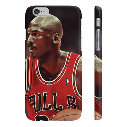 Alt text: "Air Jordan Legacy Phone Case featuring Michael Jordan in Chicago Bulls uniform, high-quality material, versatile and stylish design, perfect for all seasons, makes a great gift. Shop more at BenCPrints."