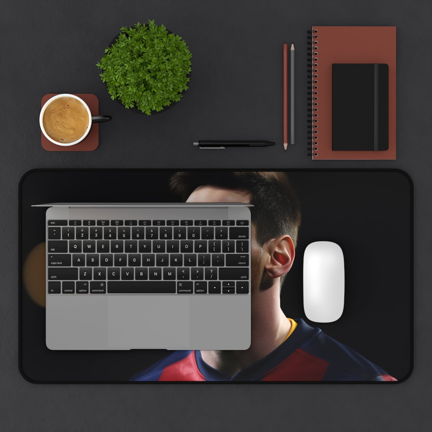 Lionel Messi Soccer Desk Mat - Stylish workspace upgrade inspired by the legendary footballer.