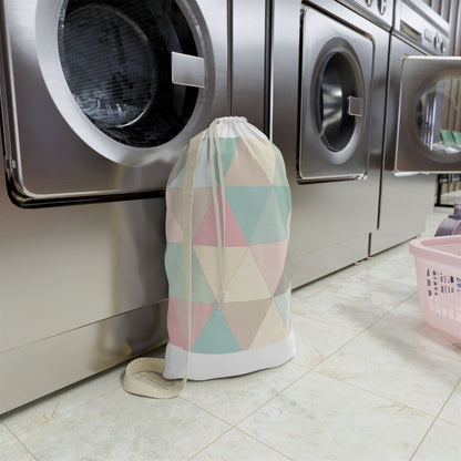 Pastel Geometrics Laundry Bag - Stylish laundry transport with modern geometric pattern.