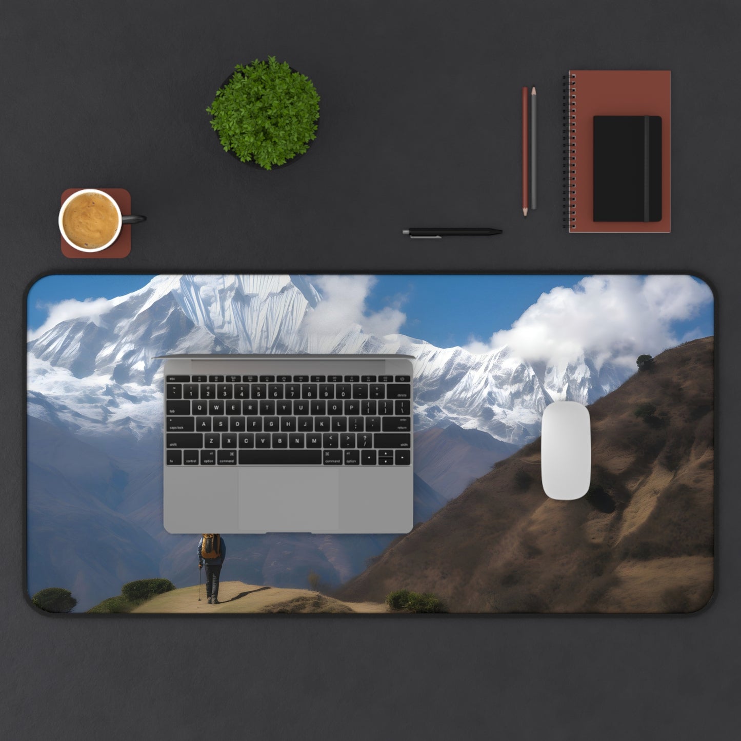 "Annapurna Trek Desk Mat immersing you in Nepal's beauty with vibrant landscapes"