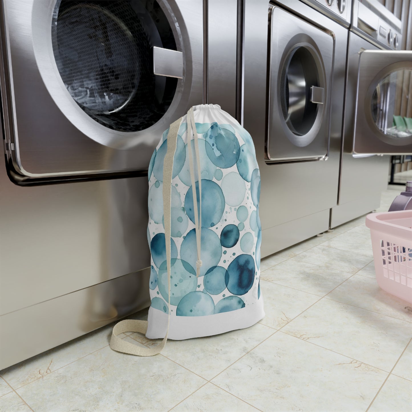 "Blue watercolor eyes laundry bag for organized style in crystal clear design"