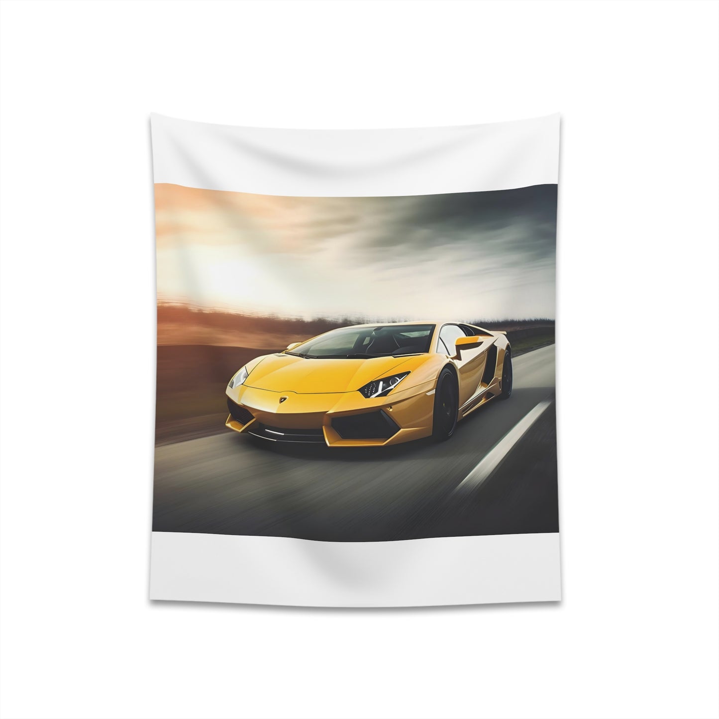 "Lamborghini Unleashed Tapestry - Speed and Power Captured in Vibrant Colors - Ideal Gift for Car Enthusiasts"