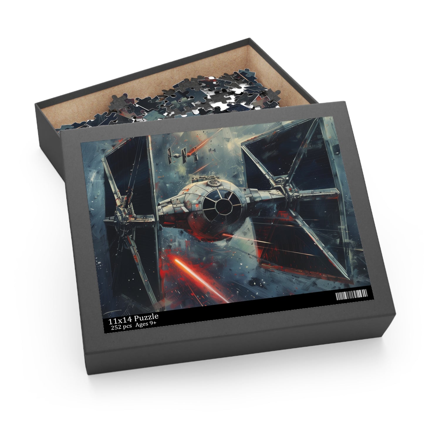 Star Wars Tie Fighter jigsaw puzzle for fans of the iconic space saga, challenging assembly process.