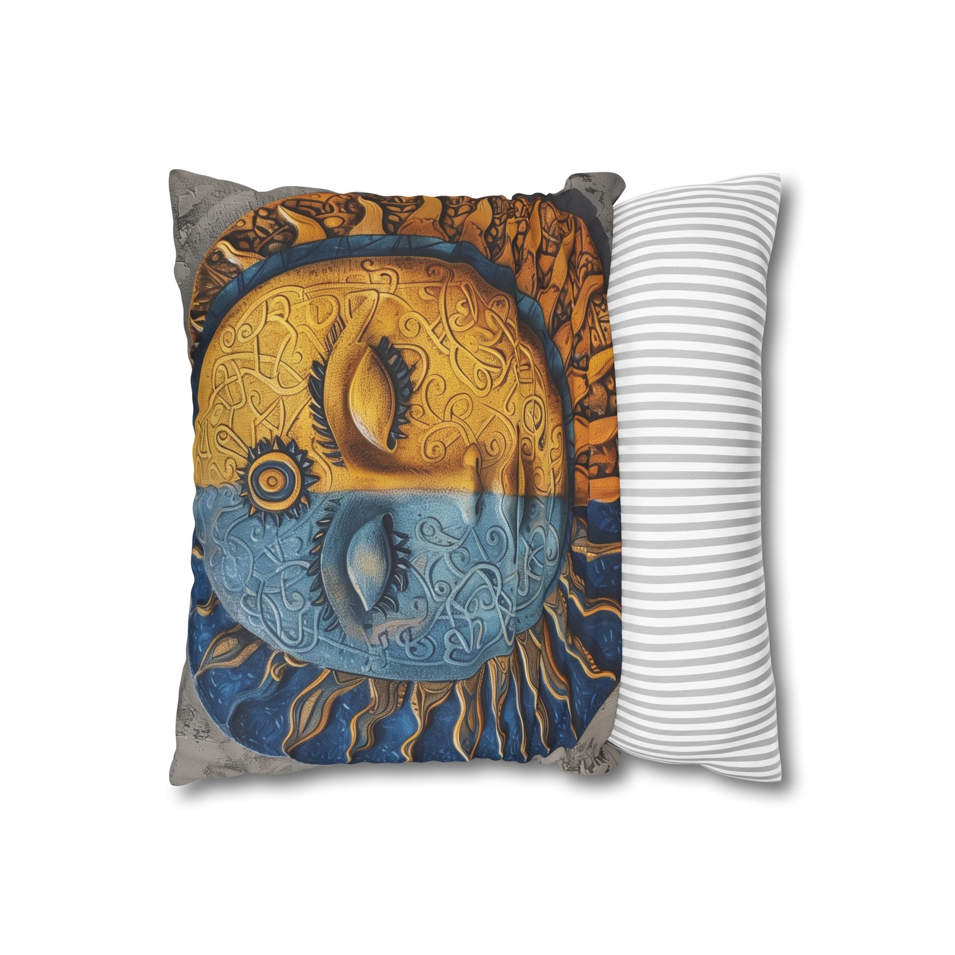 "Cosmic Balance Mandala Pillowcase - High-quality, stylish design symbolizing harmony of light and dark"