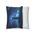 Radio Tower Channeling Lightning Storm — 40×40 Cushion Cover — Soft Brushed Fabric Texture Close-Up