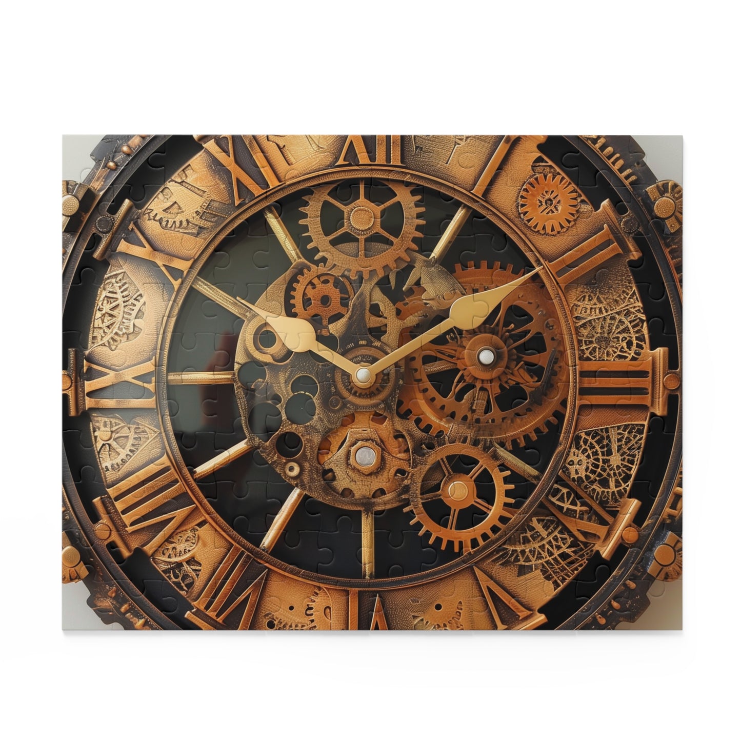 "Steampunk Gearworks Puzzle - Mesmerizing clock design with intricate gears for an engaging challenge"