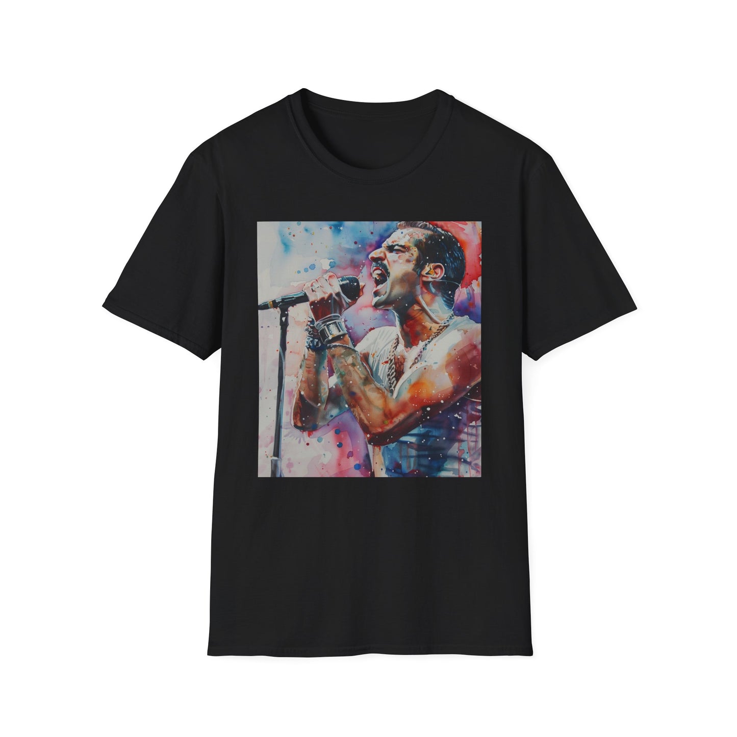 Queen & Aid: A Watercolor Tribute to Freddie Mercury | T-Shirt | DTG, Hoodies, Men's Clothing, Regular fit, Unisex, Women's Clothing | Prints with Passion