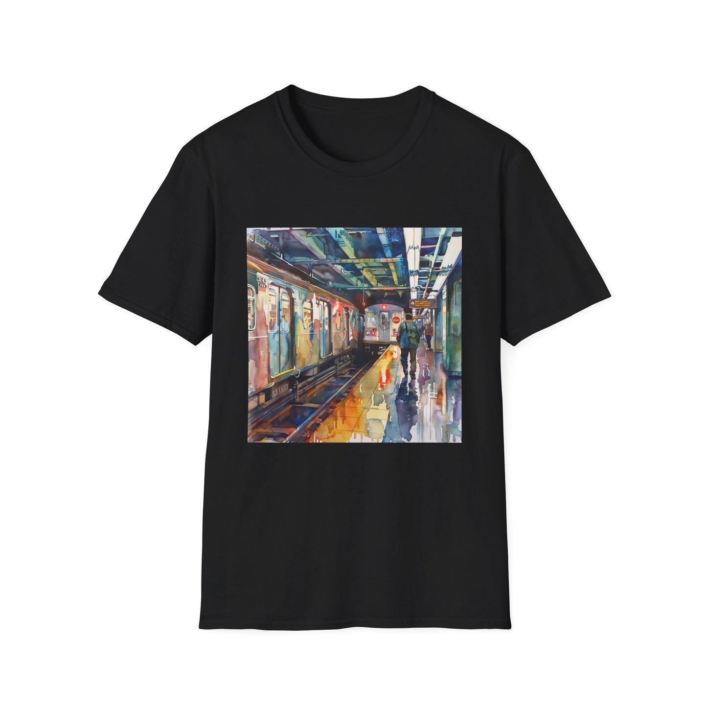## Urban Odyssey in Watercolor: The New York Subway T-shirt