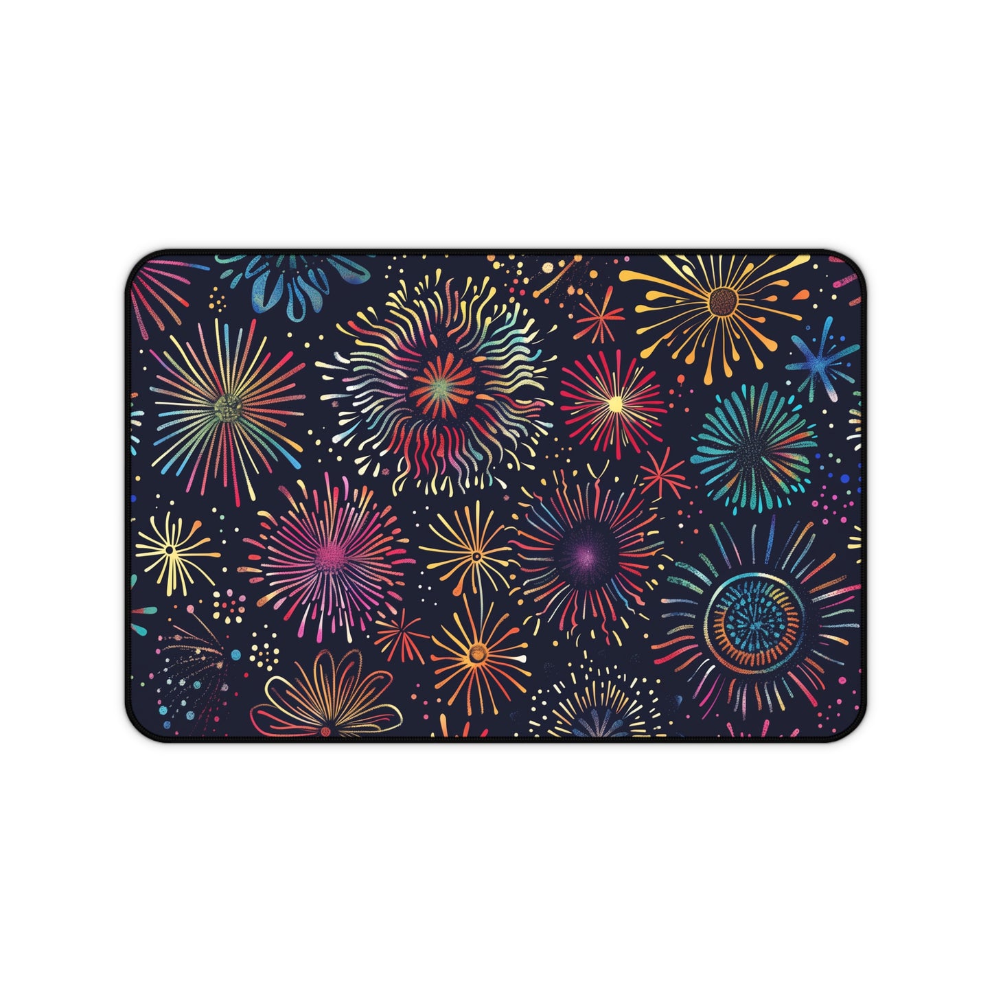 "Vibrant Fireworks Festive Desk Mat for Workspace Decor"