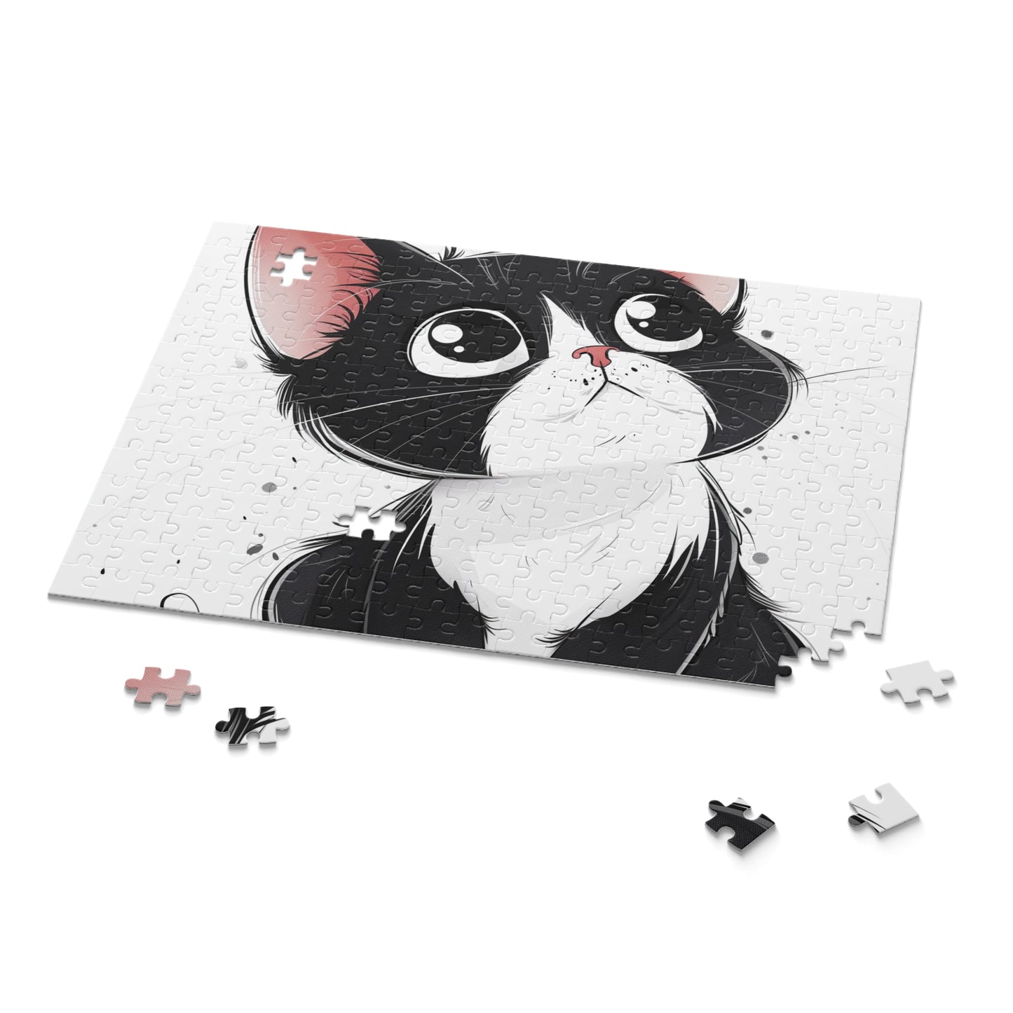 Colorful Cartoon Cat Jigsaw Puzzle for All Ages - adorable feline surrounded by playful designs