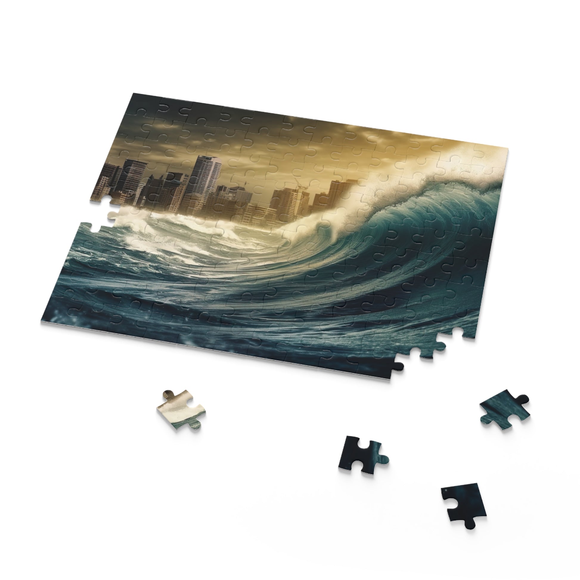 "Stunning Tsunami Wave Jigsaw Puzzle - Dive into the powerful beauty of nature with this captivating puzzle image"