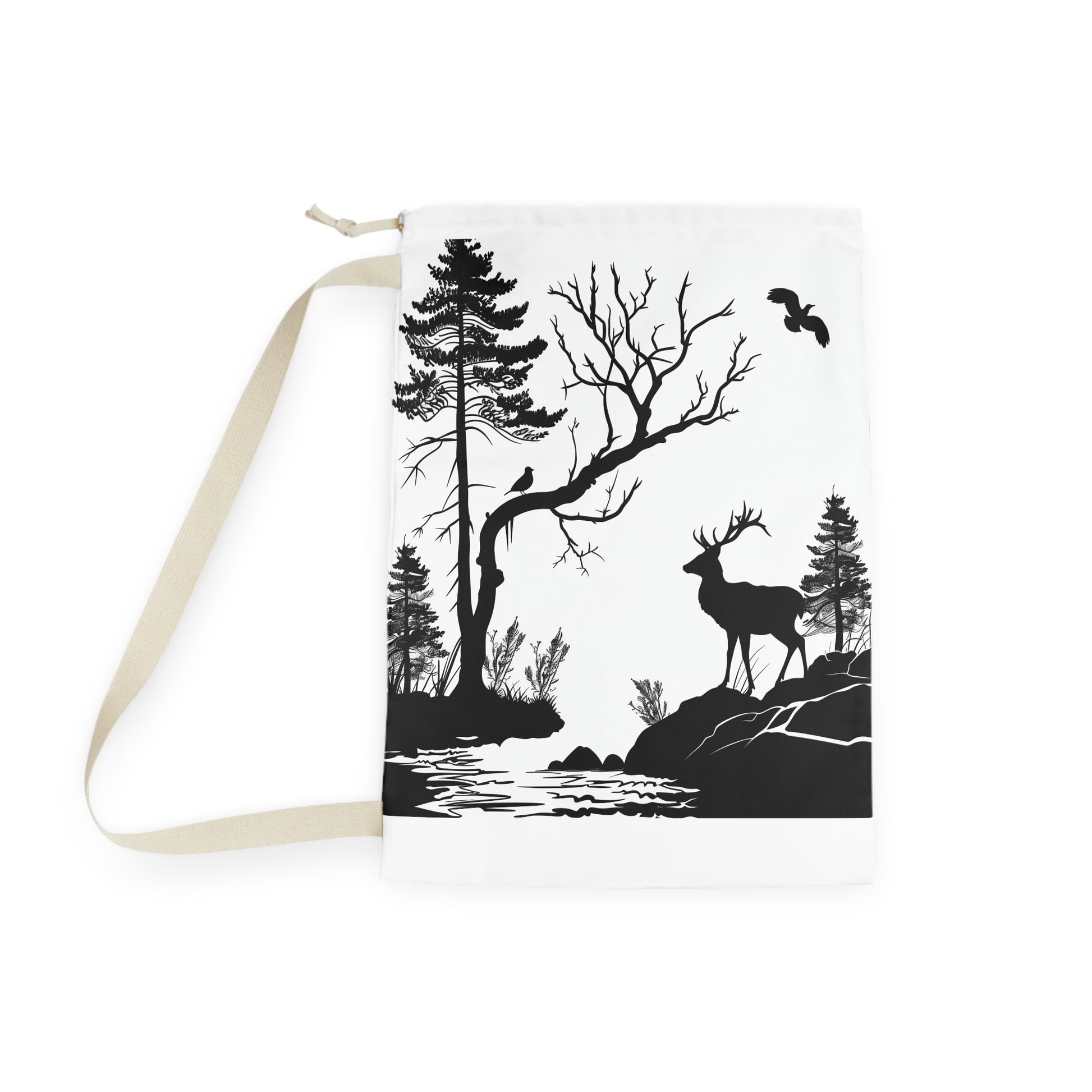 "Wildlife Silhouette Laundry Bag - Nature-inspired pillowcase with stylish animal designs"