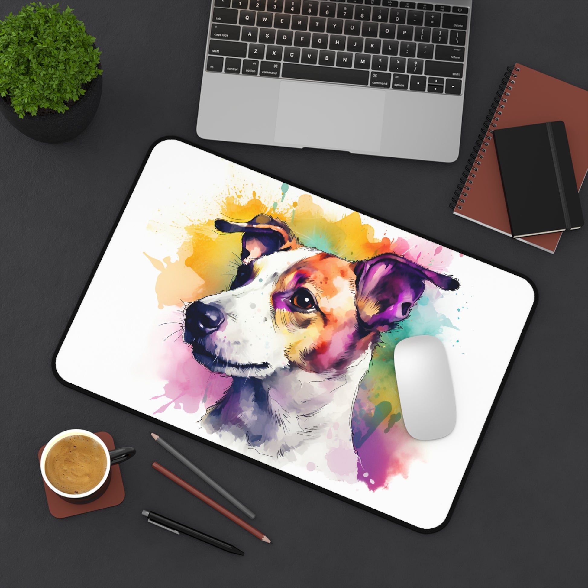 Jack Russell Pup Desk Mat - Playful terrier design for dog lovers' workspace decor