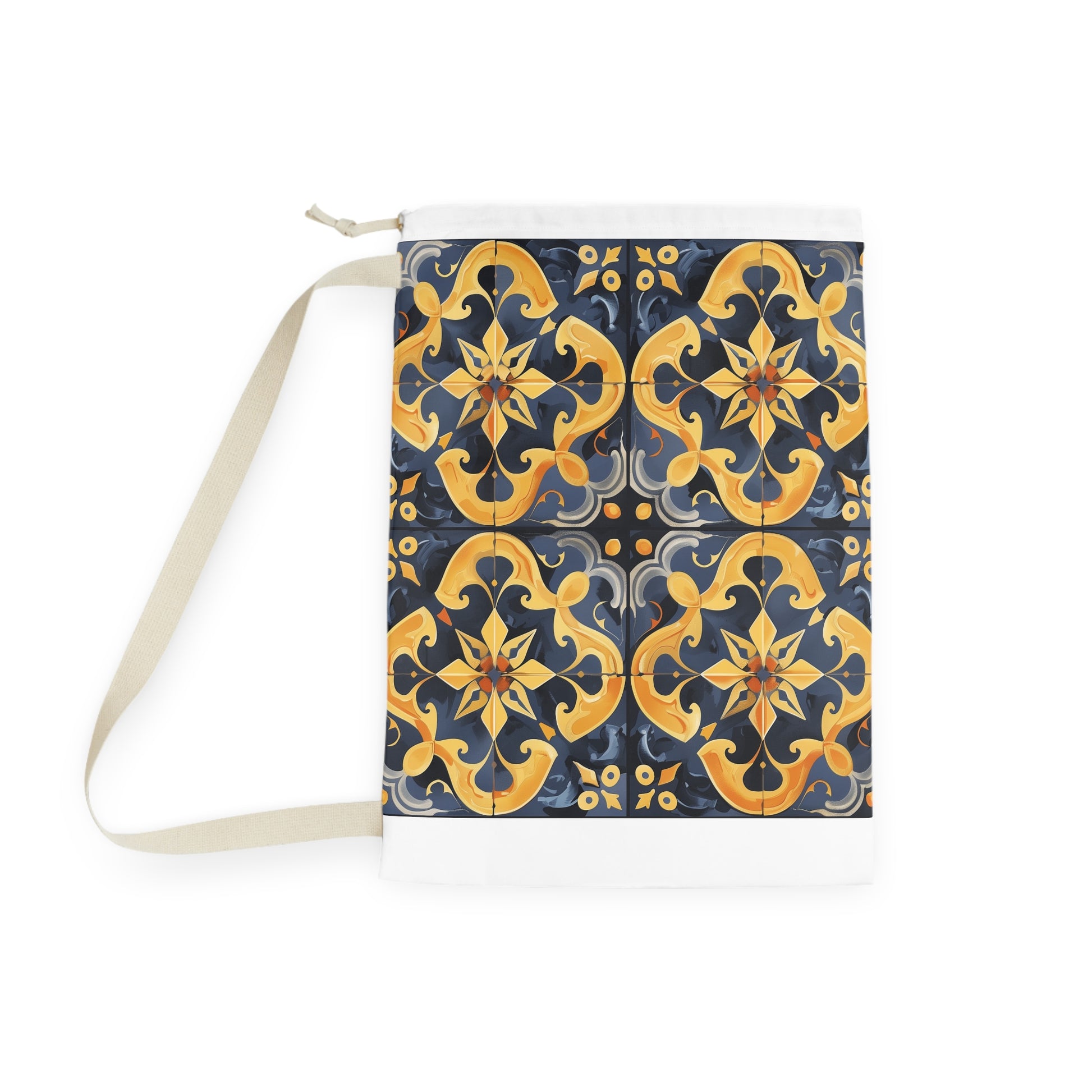 "Artisan Tiles seamless pattern laundry bag for elegant laundry routine"