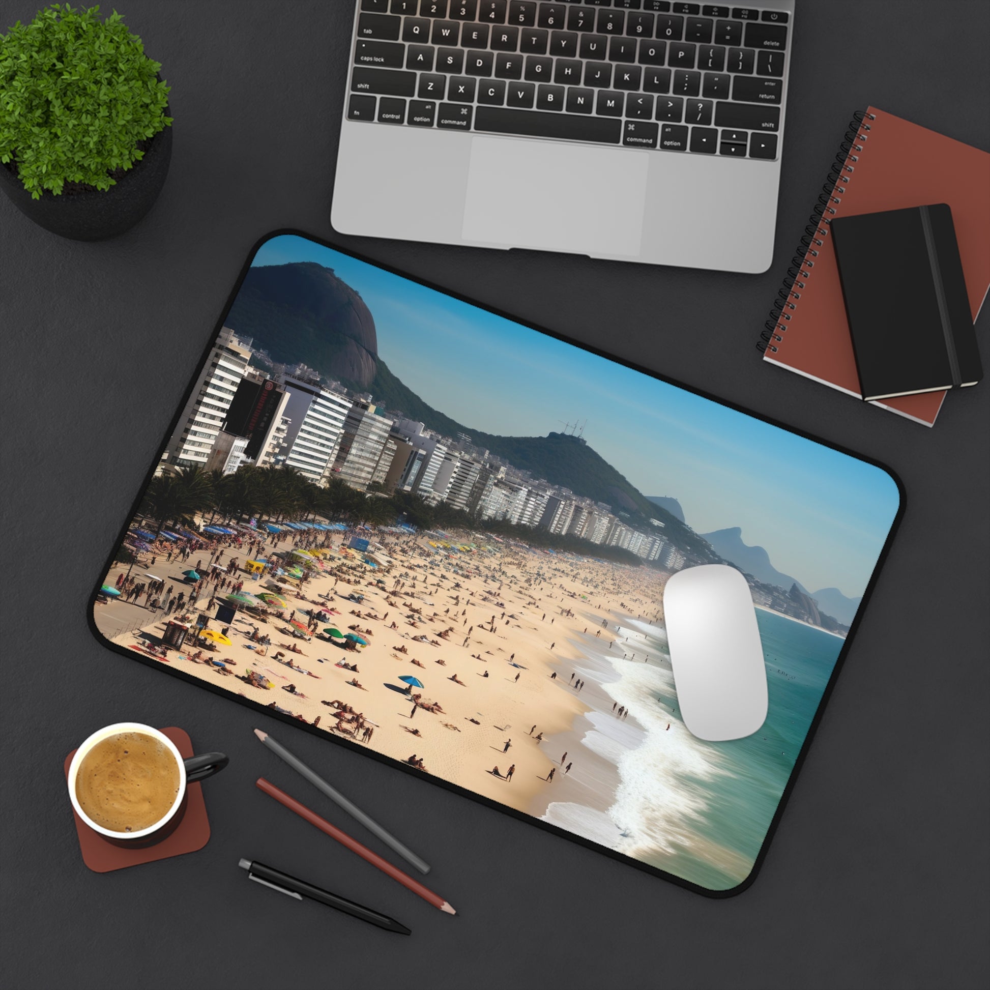 "Rio Beach Desk Mat - Add a touch of vibrancy to your workspace with this stylish desk accessory"