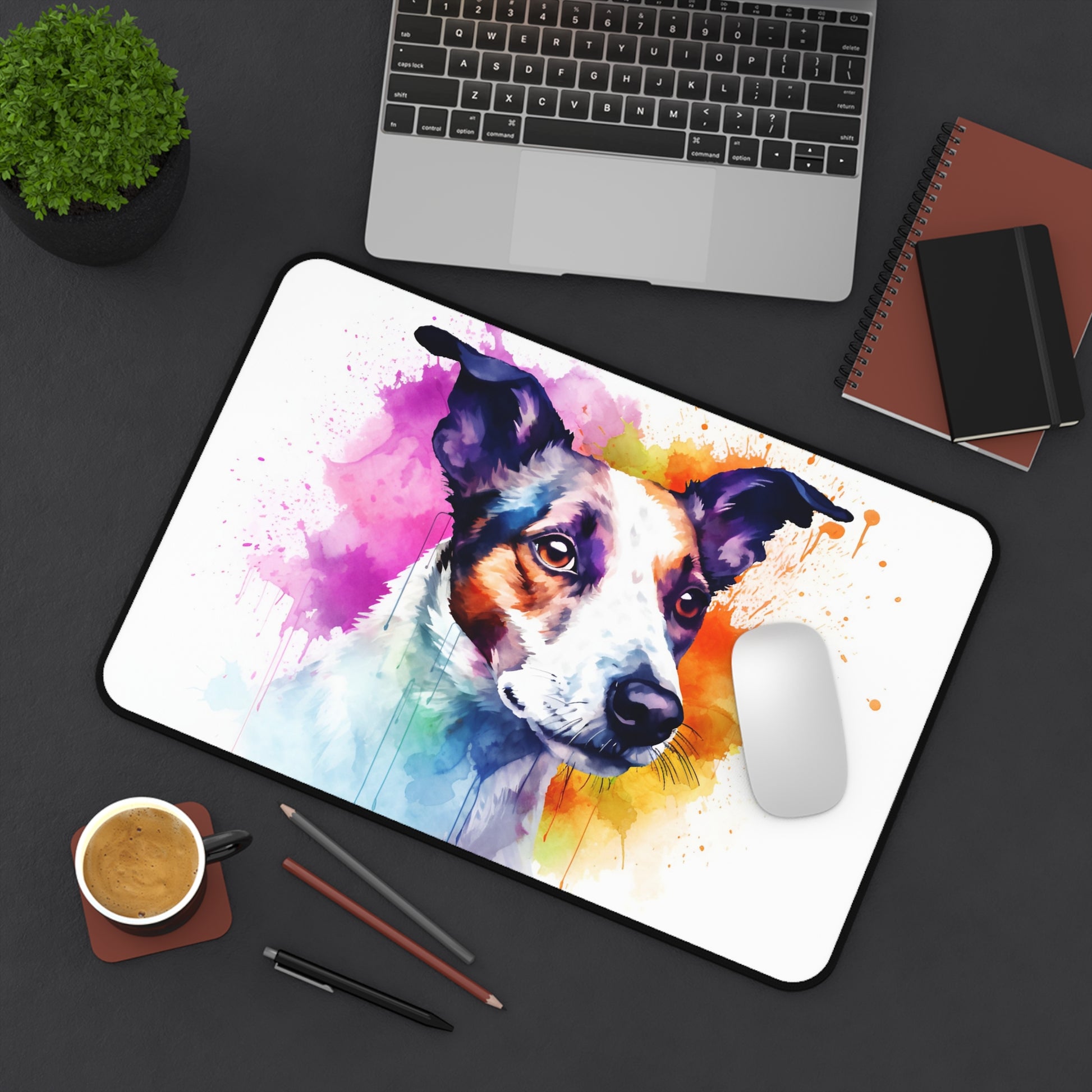 "Jack Russell terrier desk mat brings joy to workspace, keeps you organized and stylish"